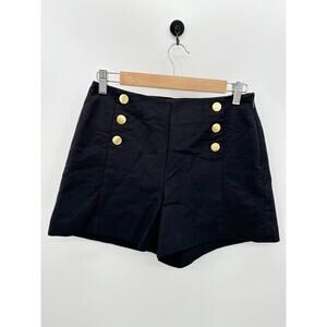 LOFT Shorts Women 2 Black Curvy Admiral Button Detail Cotton Blend